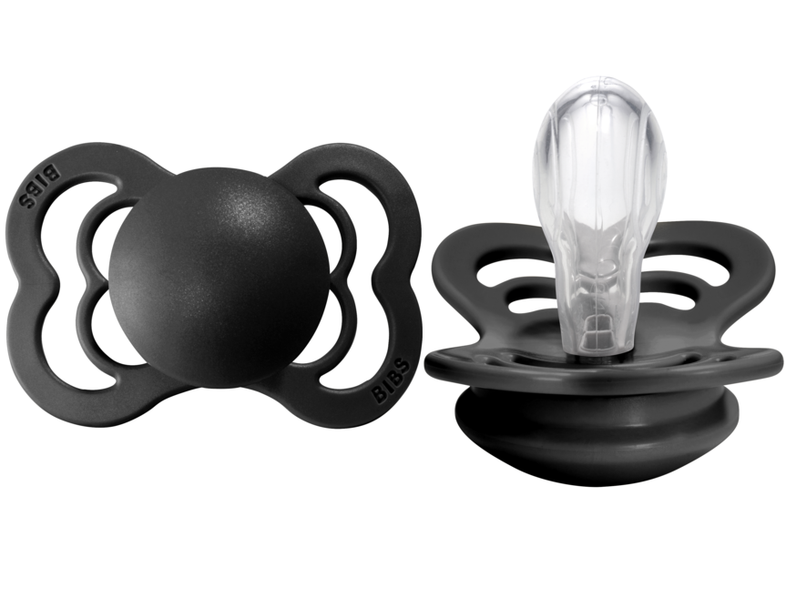 BIBS Pacifier SUPREME Silicone 2 PK Black (Min. of 2 PK, multiples of 2 PK)