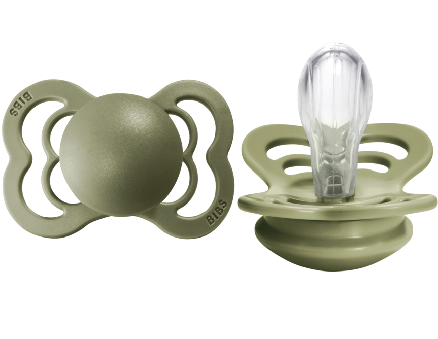 BIBS Pacifier SUPREME Silicone 2 PK Olive (Min. of 2 PK, multiples of 2 PK)