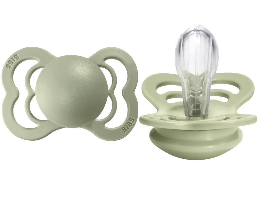 BIBS Pacifier SUPREME Silicone 2 PK Sage (Min. of 2 PK, multiples of 2 PK)