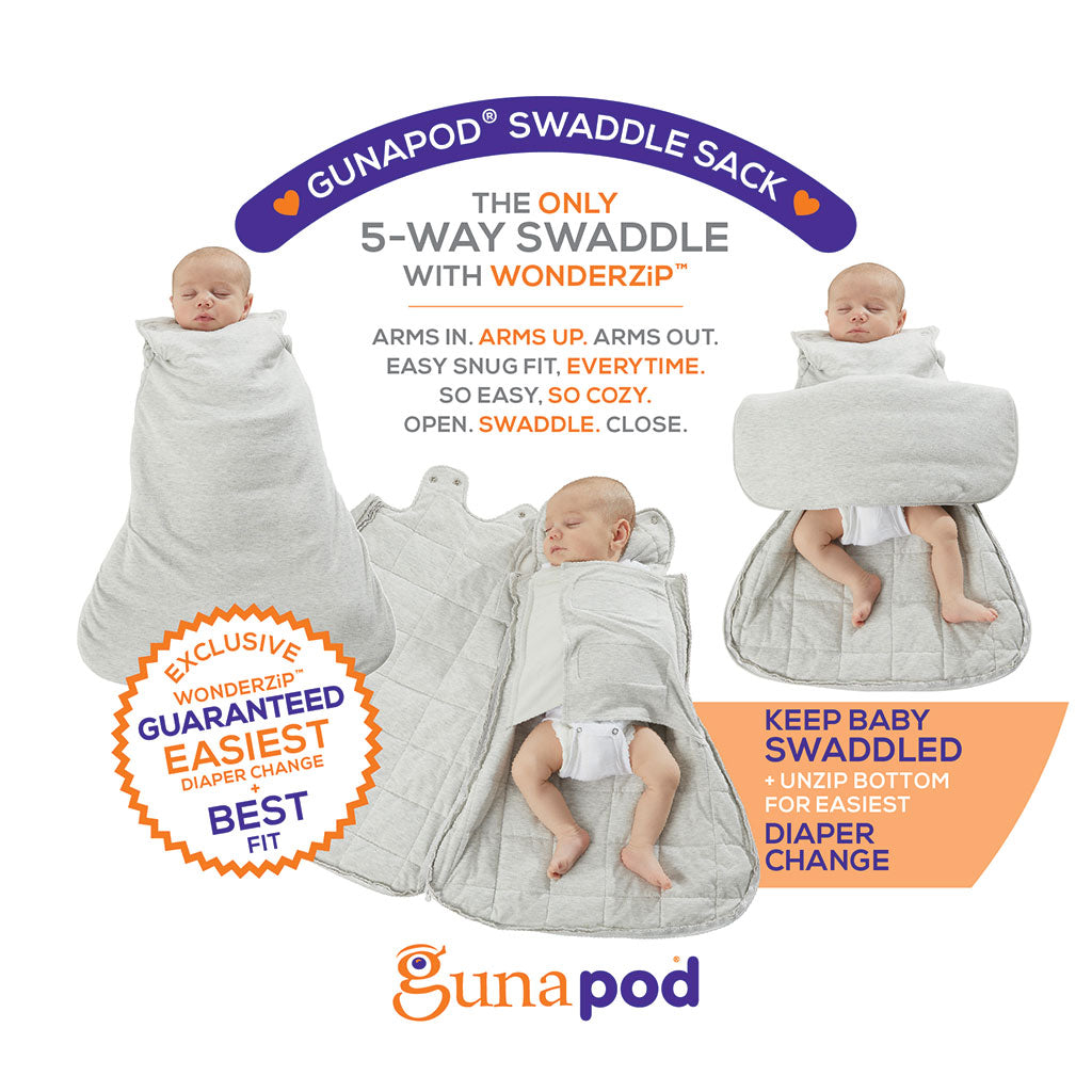 günamüna Swaddle Sack Duvet Bamboo Heather Grey 2.6 TOG (Min. of 2, multiples of 2)