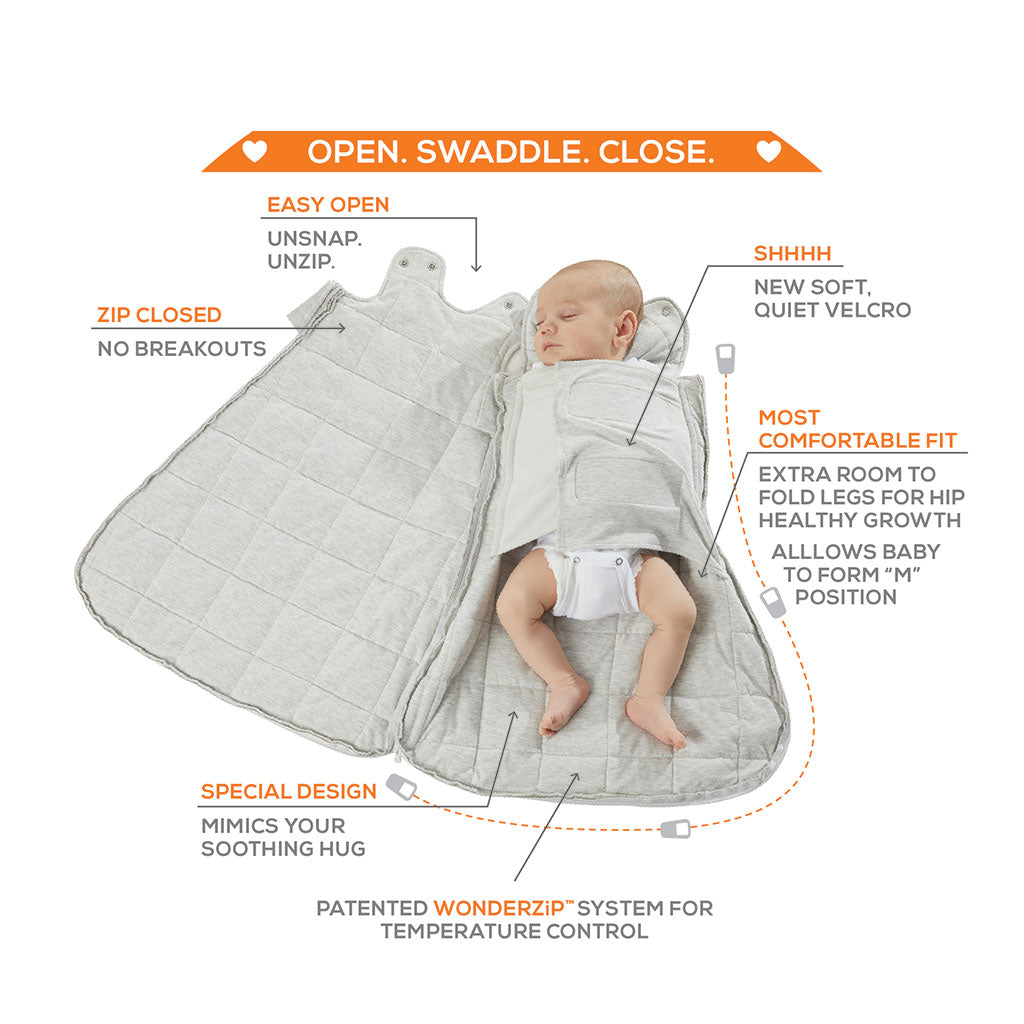 günamüna Swaddle Sack Duvet Bamboo Heather Grey 2.6 TOG (Min. of 2, multiples of 2)