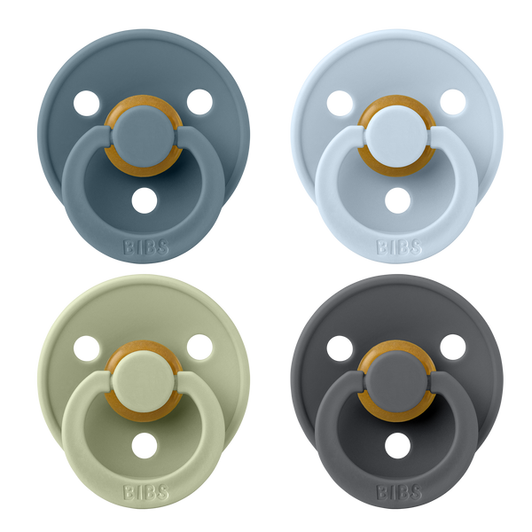 BIBS Pacifier Original COLOUR Latex 4 PK Petrol/Sage/Baby Blue/Iron (Min. of 2 PK, multiples of 2 PK)