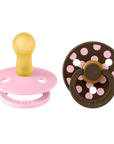 BIBS Pacifier Studio Colour 2 PACK Polka - Pink/Mocha (Min. of 2 PK, multiples of 2 PK)