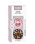 BIBS Pacifier Studio Colour 2 PACK Polka - Pink/Mocha (Min. of 2 PK, multiples of 2 PK)