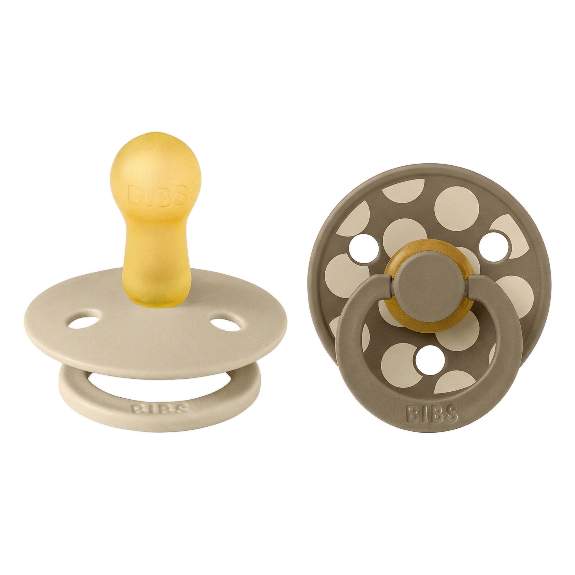 BIBS Pacifier Studio Colour 2 PACK Polka Vanilla/Dark Oak (Min. of 2 PK, multiples of 2 PK)