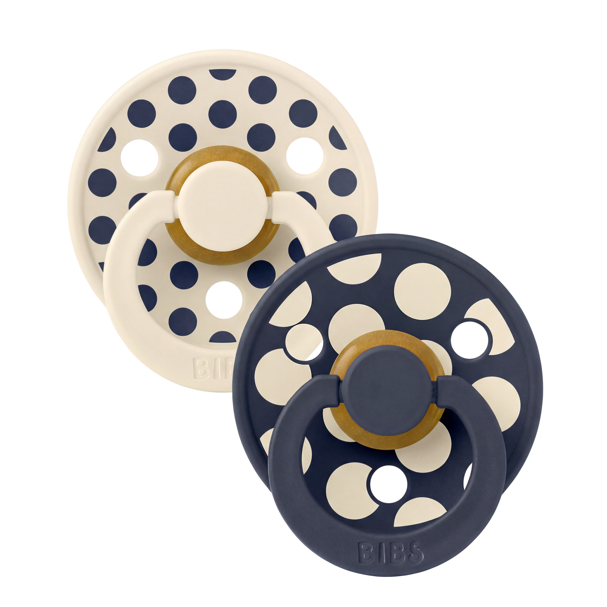 BIBS Pacifier Studio Colour 2 PACK Polka Ivory/Deep Space (Min. of 2 PK, multiples of 2 PK)