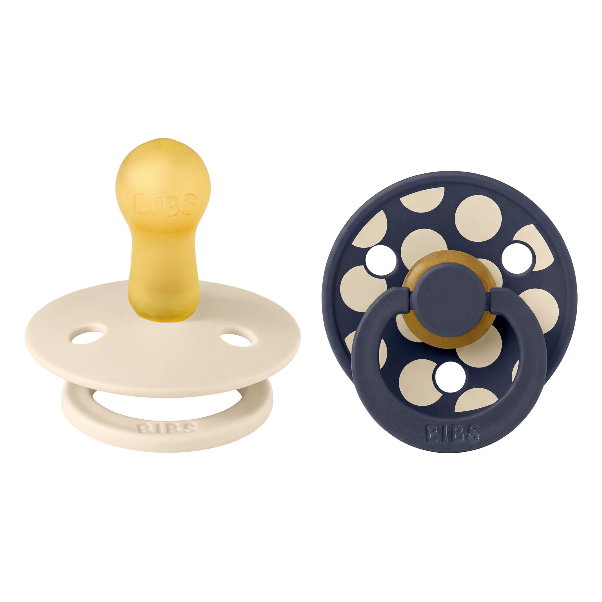 BIBS Pacifier Studio Colour 2 PACK Polka Ivory/Deep Space (Min. of 2 PK, multiples of 2 PK)