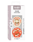 BIBS Pacifier Studio Colour 2 PACK Polka Ivory/Tango (Min. of 2 PK, multiples of 2 PK)