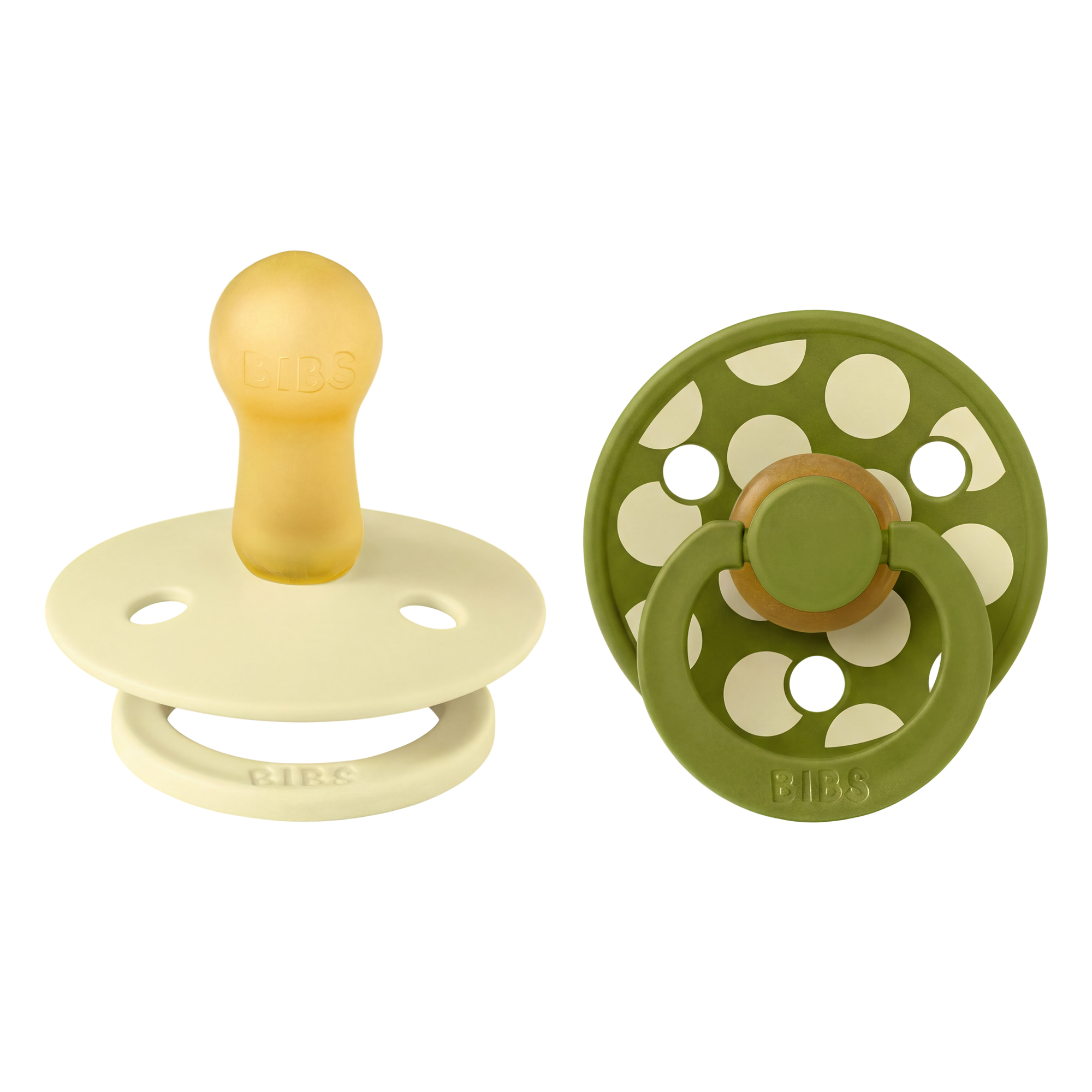 BIBS Pacifier Studio Colour 2 PACK Polka Luna/Wasabi (Min. of 2 PK, multiples of 2 PK)