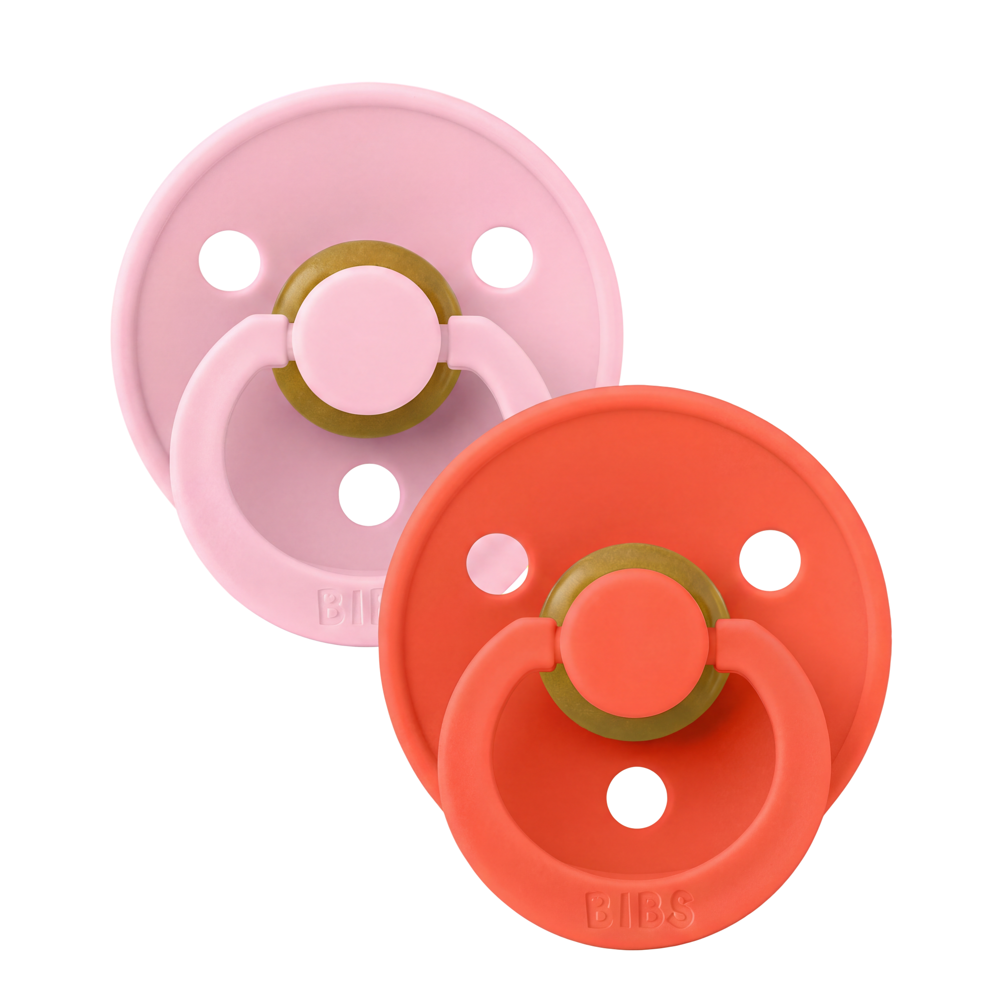 BIBS Pacifier Original COLOUR Latex 2 PK Tango/Baby Pink (Min. of 2 PK, multiples of 2 PK)