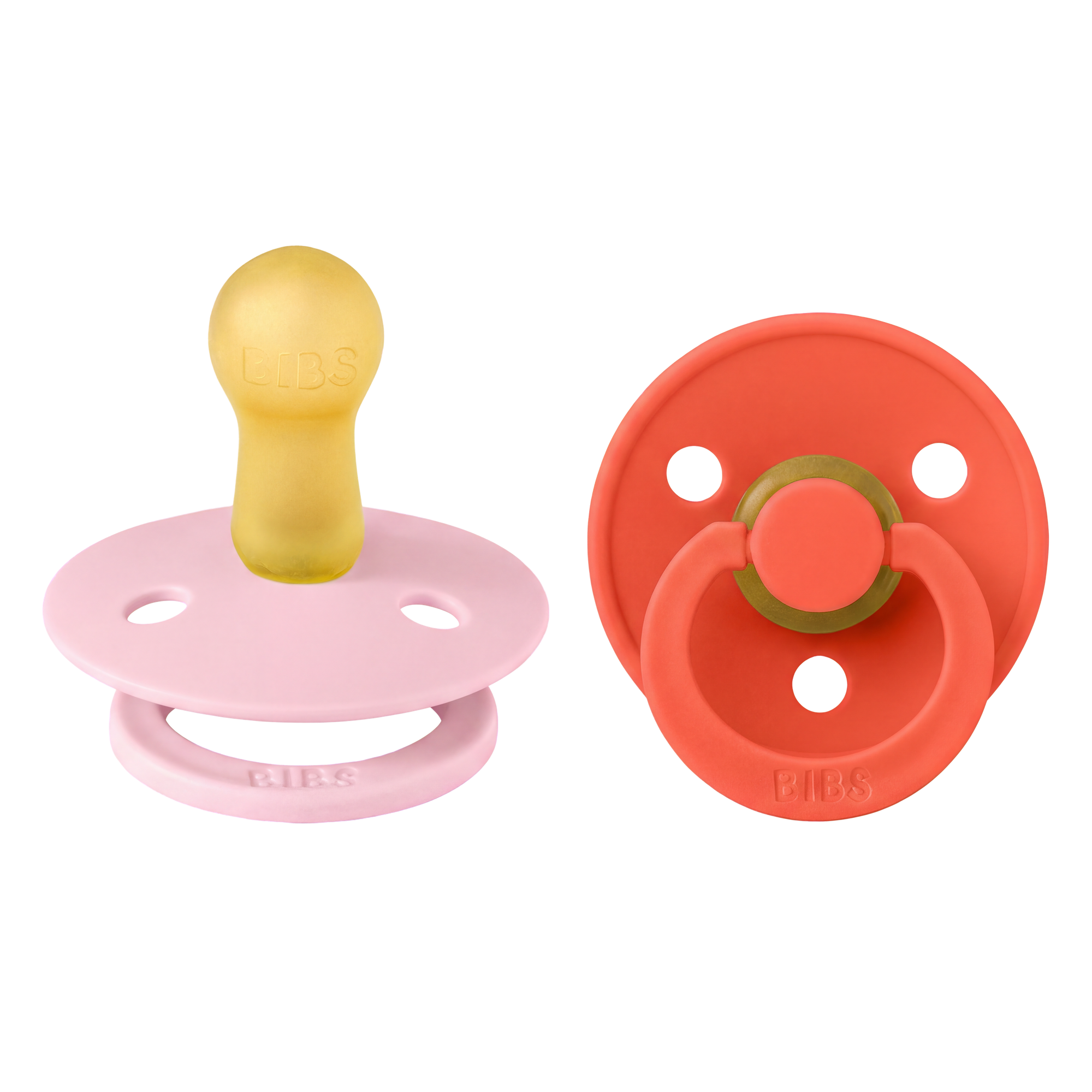 BIBS Pacifier Original COLOUR Latex 2 PK Tango/Baby Pink (Min. of 2 PK, multiples of 2 PK)