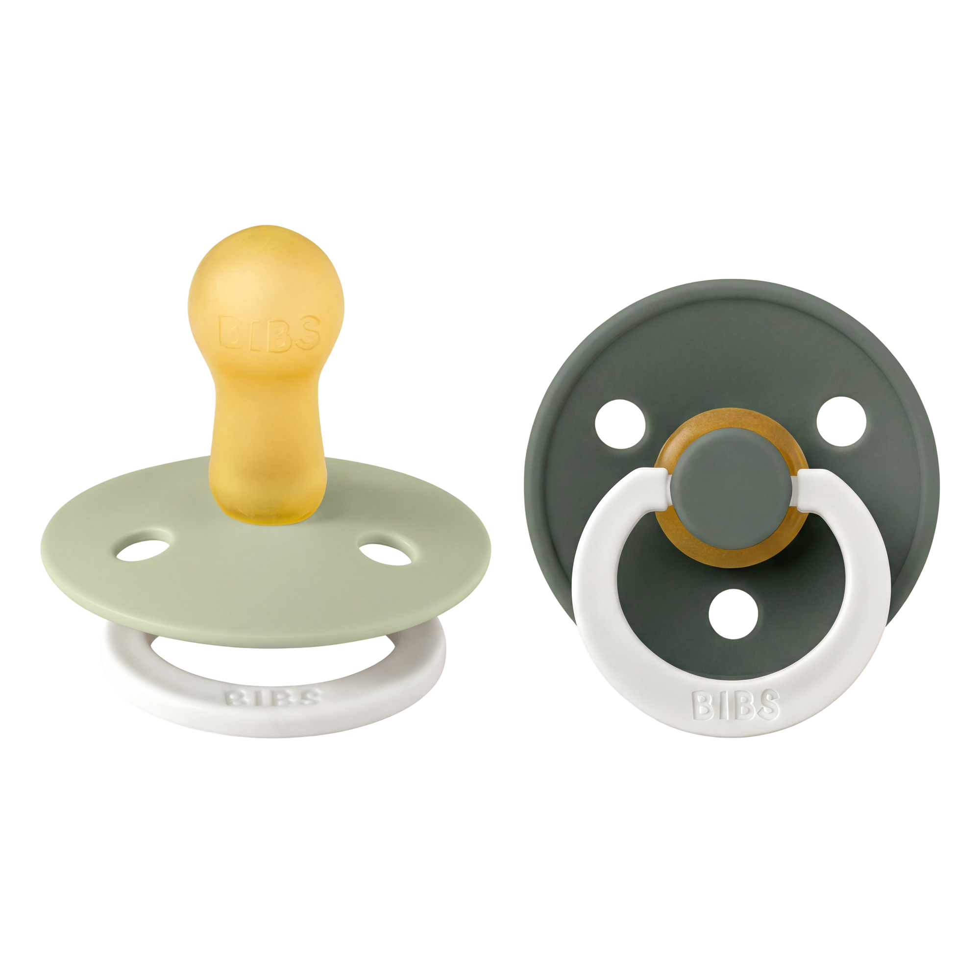 BIBS Pacifier Original COLOUR Latex 2 PK Sage GLOW/Pine GLOW (Min. of 2 PK, multiples of 2 PK)