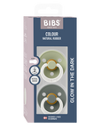 BIBS Pacifier Original COLOUR Latex 2 PK Sage GLOW/Pine GLOW (Min. of 2 PK, multiples of 2 PK)