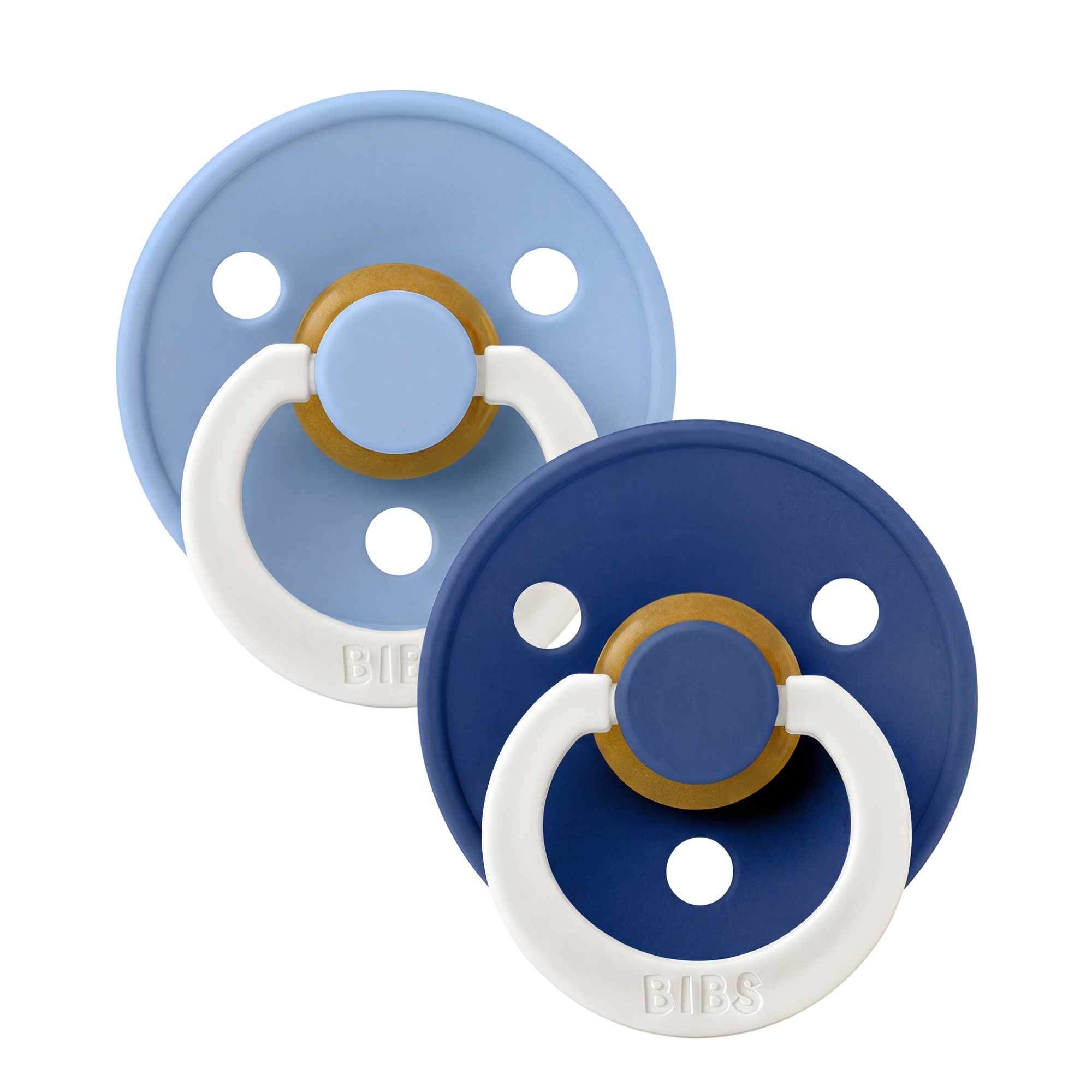 BIBS Pacifier Original COLOUR Latex 2 PK Sky Blue GLOW/Cornflower GLOW (Min. of 2 PK, multiples of 2 PK)