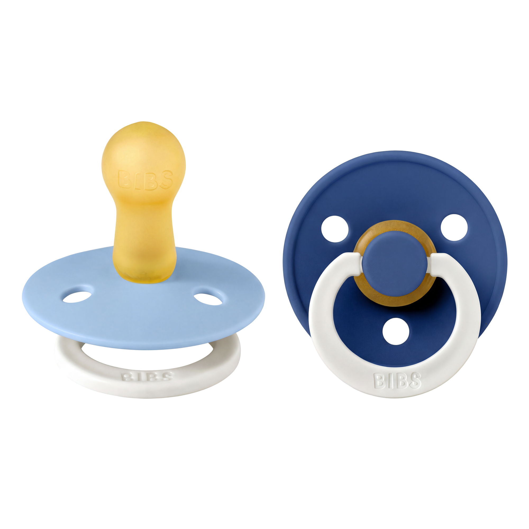 BIBS Pacifier Original COLOUR Latex 2 PK Sky Blue GLOW/Cornflower GLOW (Min. of 2 PK, multiples of 2 PK)