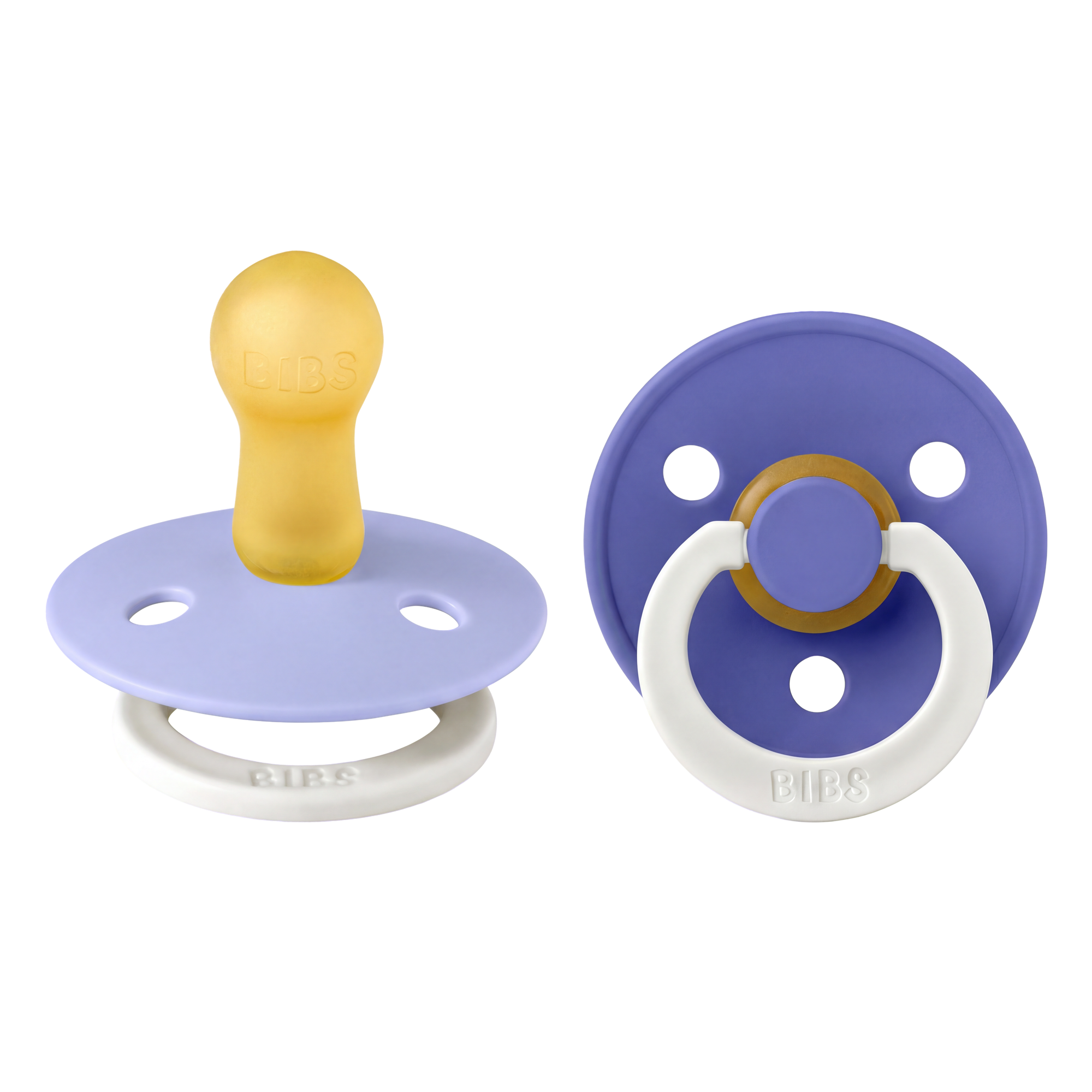 BIBS Pacifier Original COLOUR Latex 2 PK Hush GLOW/Grape GLOW (Min. of 2 PK, multiples of 2 PK)