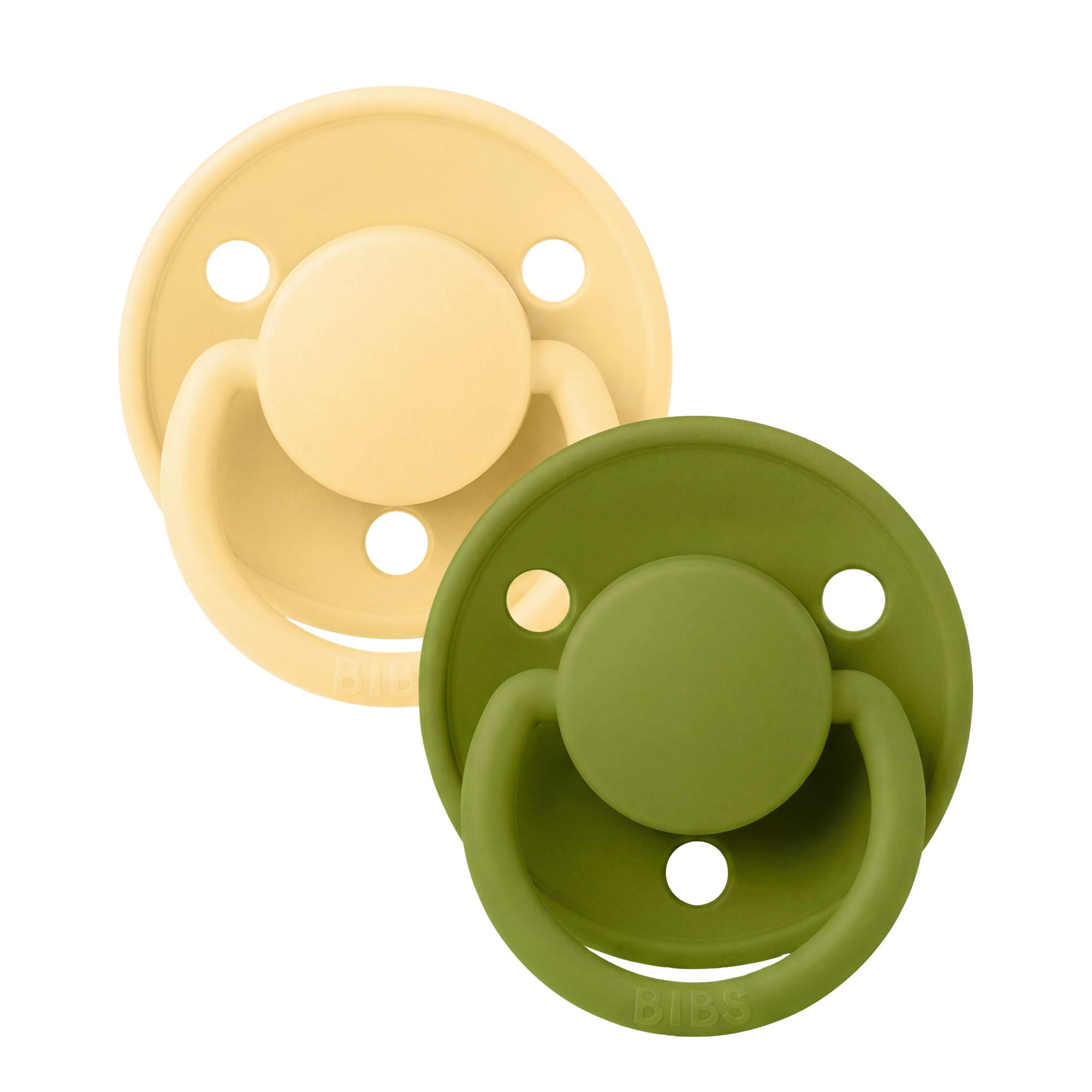 BIBS Pacifier De Lux Silicone 2 PK Wasabi/Pale Butter ONE SIZE (Min. of 2 PK, multiples of 2 PK)