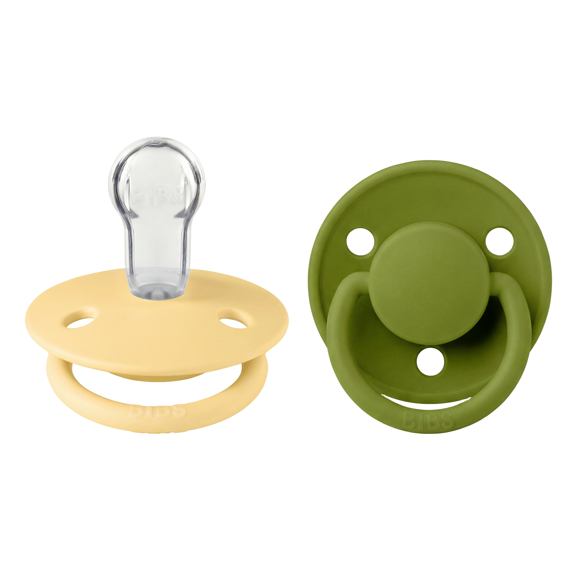 BIBS Pacifier De Lux Silicone 2 PK Wasabi/Pale Butter ONE SIZE (Min. of 2 PK, multiples of 2 PK)