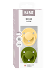 BIBS Pacifier De Lux Silicone 2 PK Wasabi/Pale Butter ONE SIZE (Min. of 2 PK, multiples of 2 PK)