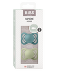 BIBS Pacifier SUPREME Silicone 2 PK Island Sea / Sage (Min. of 2 PK, multiples of 2 PK)