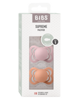 BIBS Pacifier SUPREME Silicone 2 PK Pink Plum / Peach (Min. of 2 PK, multiples of 2 PK)