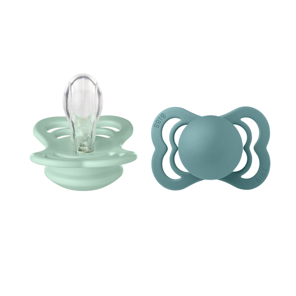 BIBS Pacifier SUPREME Silicone 2 PK Nordic Mint / Sage (Min. of 2 PK, multiples of 2 PK)