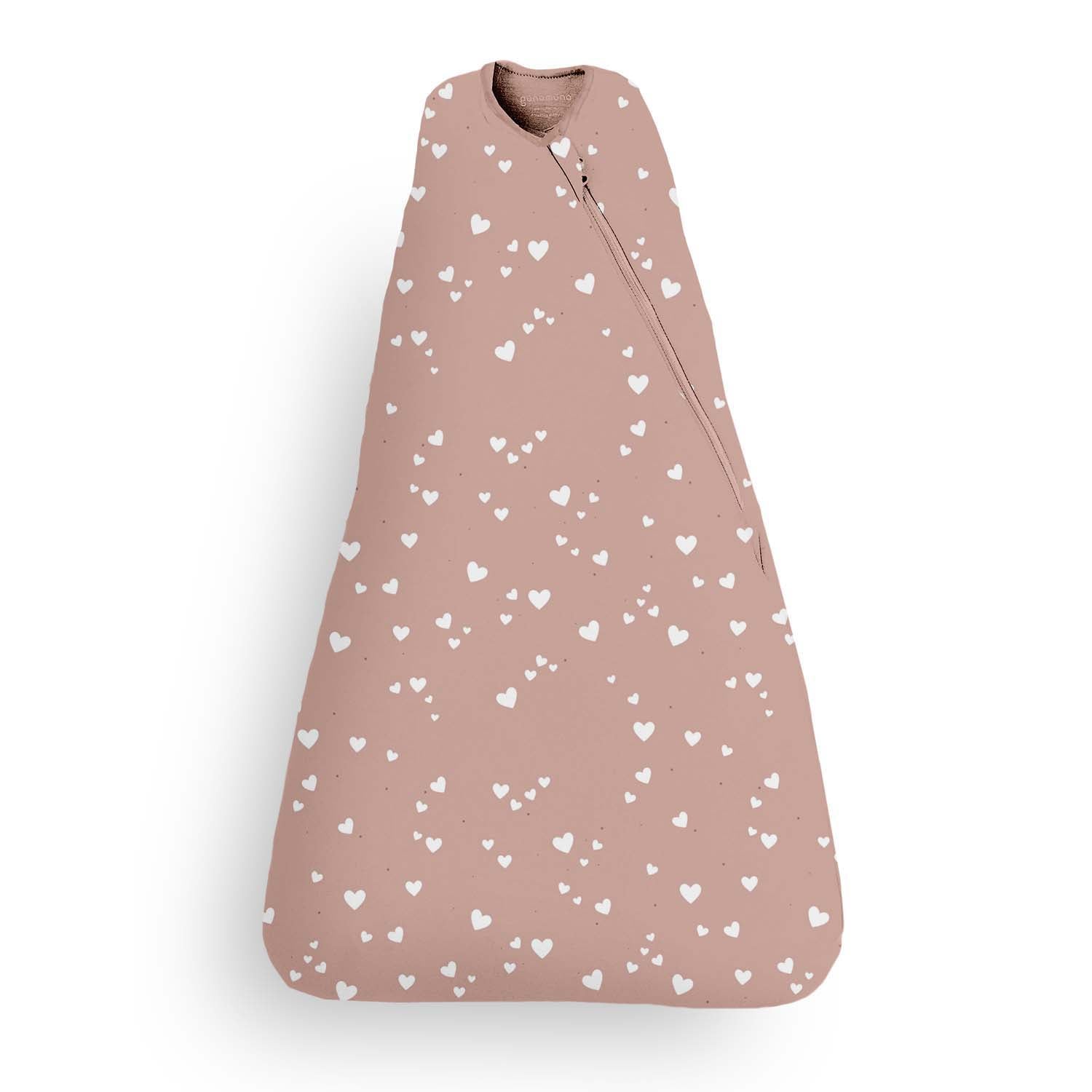 günamüna Swaddle Sleep Sack Duvet Bamboo Hearts 1 TOG (Min. of 2, multiples of 2)