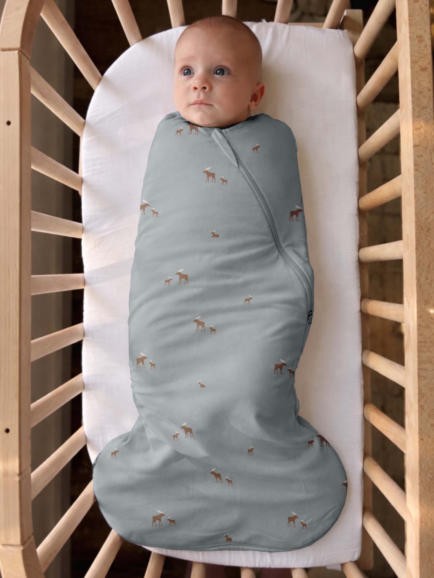 günamüna Swaddle Sleep Sack Duvet Bamboo Moose 2.5 TOG (Min. of 2, multiples of 2)