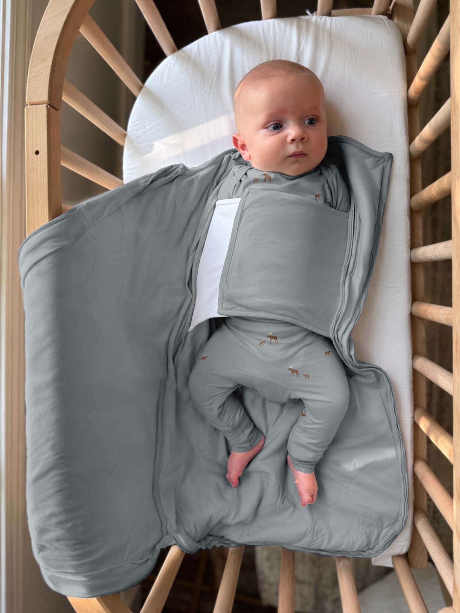 günamüna Swaddle Sleep Sack Duvet Bamboo Moose 2.5 TOG (Min. of 2, multiples of 2)