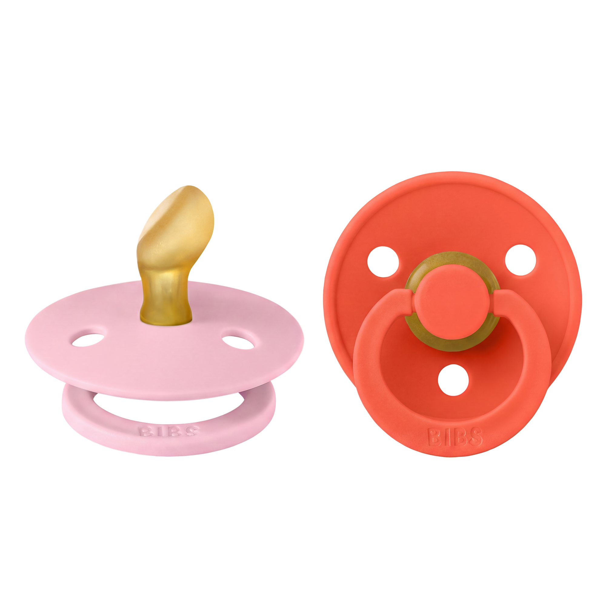 BIBS Pacifier Original COLOUR Latex 2 PK Anatomical Tango/Baby Pink (Min. of 2 PK, multiples of 2 PK)