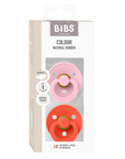 BIBS Pacifier Original COLOUR Latex 2 PK Anatomical Tango/Baby Pink (Min. of 2 PK, multiples of 2 PK)