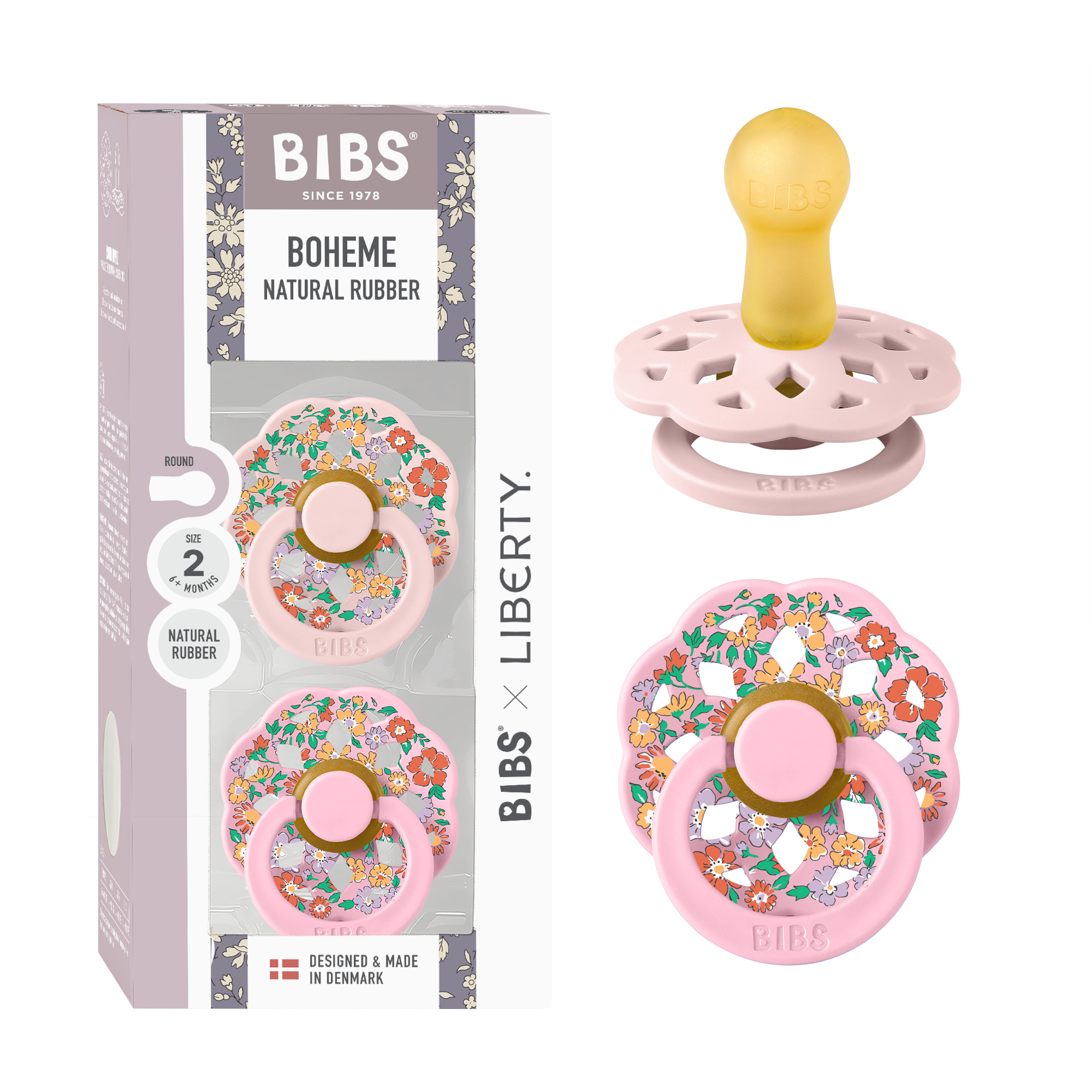 BIBS x LIBERTY Boheme Pacifiers 2 Pack Oscar Meadow - Blossom Mix (Min. of 2 PK, multiples of 2 PK) (Copy)
