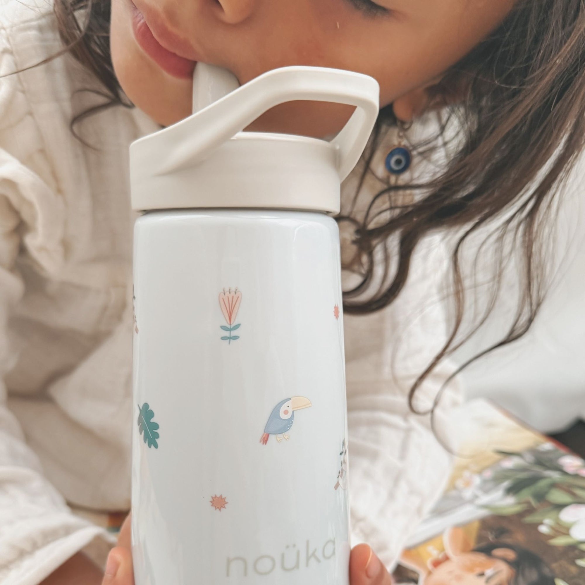 noüka Flip-Top Straw Drinking Bottle 14 Oz Henry Collection - Safari (Sold in Case of 2, Qty of 1=2 products)