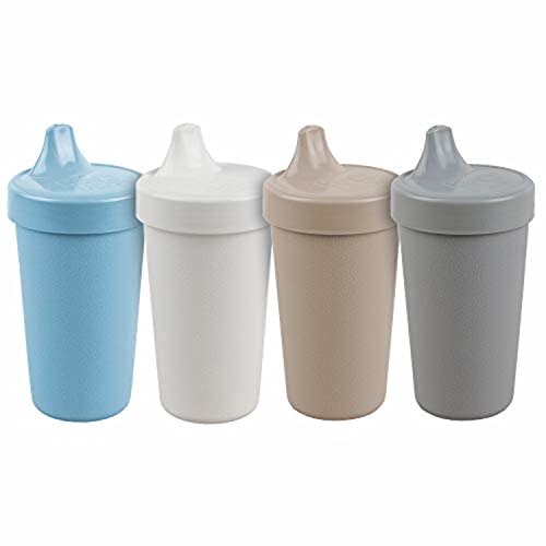 Amazon Re Play 4pk - No Spill Sippy Cups (Ice Blue, Grey, White, Sand)