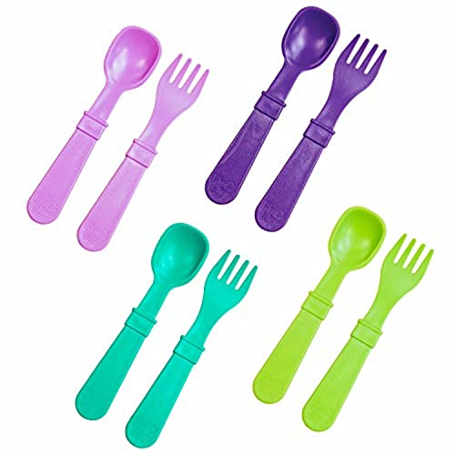 Re Play Utensils Spoon and Fork | Purple, Aqua, Lime Green, Amethyst