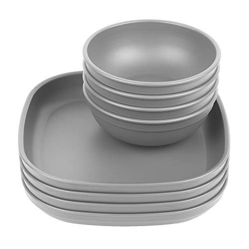 Amazon Re Play 8pk - 9z plates & 20z Bowls (Grey)