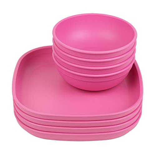 Amazon Re Play 8pk - 9z plates & 20z Bowls (Bright Pink)