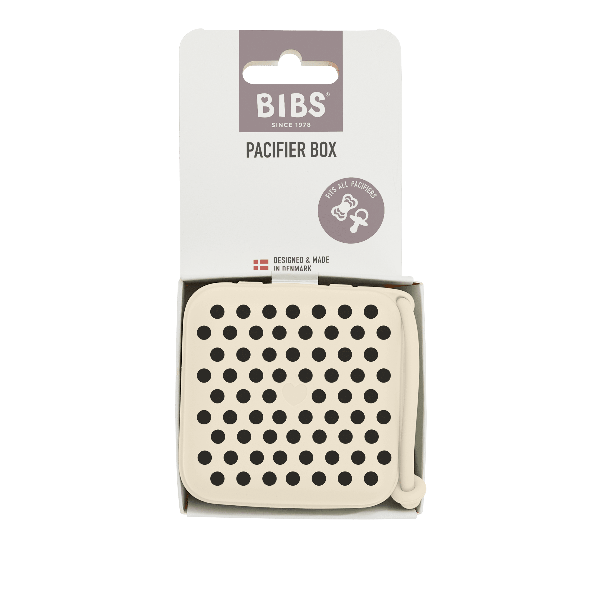 BIBS Studio Pacifier Box Polka Ivory Black (Min. of 2 PK, multiples of 2 PK)