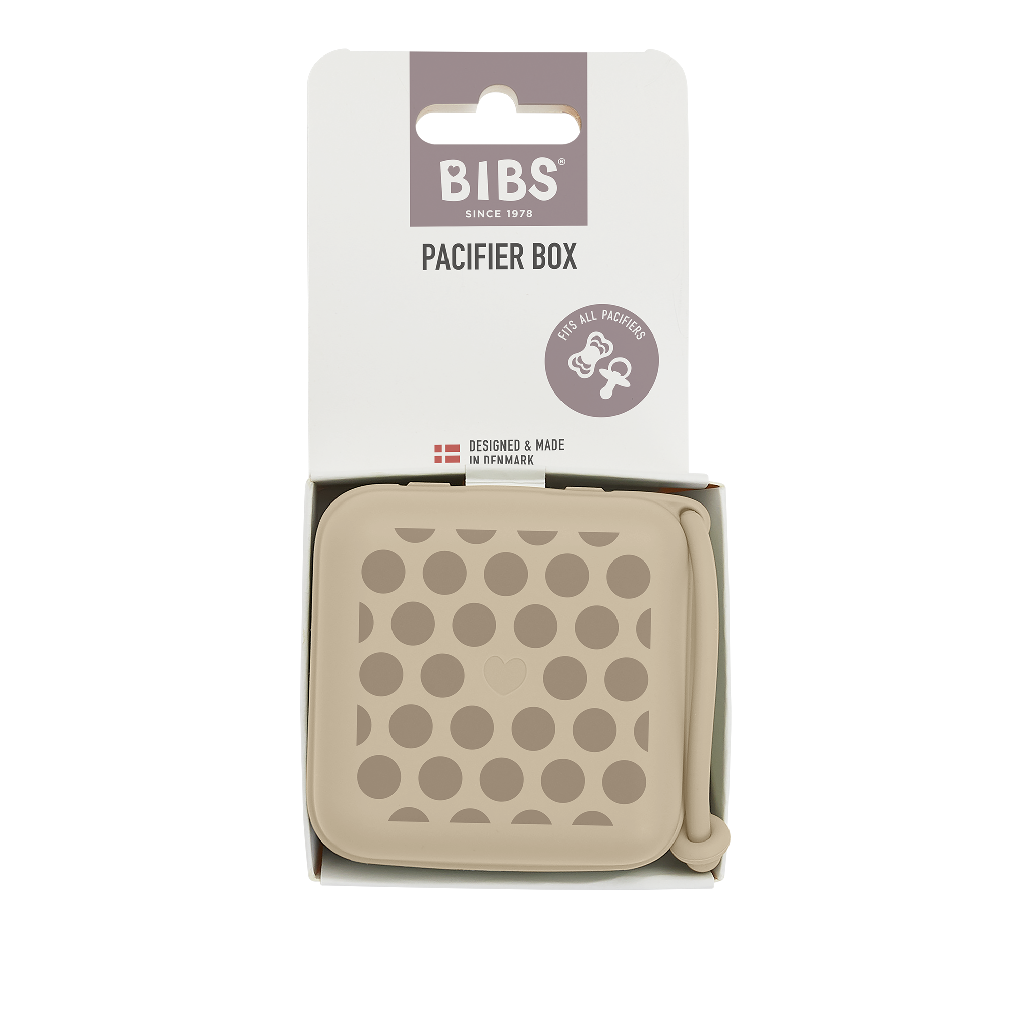 BIBS Studio Pacifier Box Polka Mega Vanilla Dark Oak (Min. of 2 PK, multiples of 2 PK)