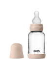 BIBS Glass Baby Bottle Round Silicone 1 pack 120 ml Slow Flow Blush (Min. of 2 PK , multiples of 2 PK)