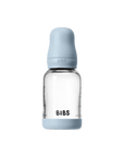 BIBS Glass Baby Bottle Round Latex 1 pack 120 ml Slow Flow Baby Blue (Min. of 2 PK , multiples of 2 PK)