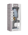 BIBS Glass Baby Bottle Round Latex 1 pack 120 ml Slow Flow Baby Blue (Min. of 2 PK , multiples of 2 PK)