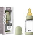 BIBS Glass Baby Bottle Round Latex 1 pack 120 ml Slow Flow Sage (Min. of 2 PK , multiples of 2 PK)