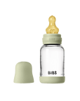 BIBS Glass Baby Bottle Round Latex 1 pack 120 ml Slow Flow Sage (Min. of 2 PK , multiples of 2 PK)