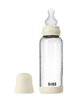 BIBS Glass Baby Bottle Round Silicone 1 pack 240 ml Medium Flow Ivory (Min. of 2 PK , multiples of 2 PK)