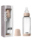 BIBS Glass Baby Bottle Round Silicone 1 pack 240 ml Medium Flow Blush (Min. of 2 PK , multiples of 2 PK)