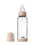 BIBS Glass Baby Bottle Round Silicone 1 pack 240 ml Medium Flow Blush (Min. of 2 PK , multiples of 2 PK)