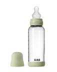 BIBS Glass Baby Bottle Round Silicone 1 pack 240 ml Medium Flow Sage (Min. of 2 PK , multiples of 2 PK)