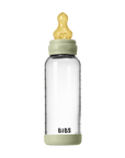 BIBS Glass Baby Bottle Round Latex 1 pack 240 ml Medium Flow Sage (Min. of 2 PK , multiples of 2 PK)