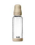 BIBS Glass Baby Bottle Round Latex 1 pack 240 ml Medium Flow Vanilla GLOW (Min. of 2 PK , multiples of 2 PK)